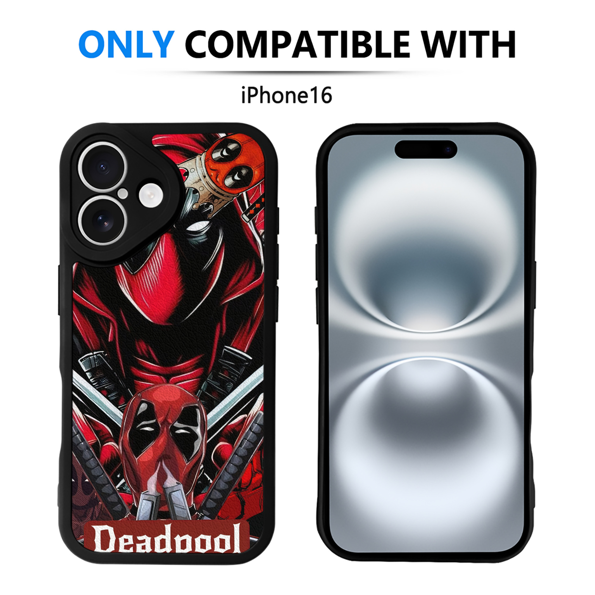 （画像用） Deadpool デッドプール 【iPhone 16シリーズ対応】シリコンスマホケース（レザー調） 材質：シリコン
